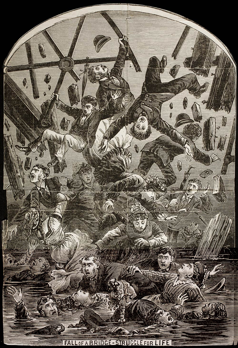 Bridge users falling into the river