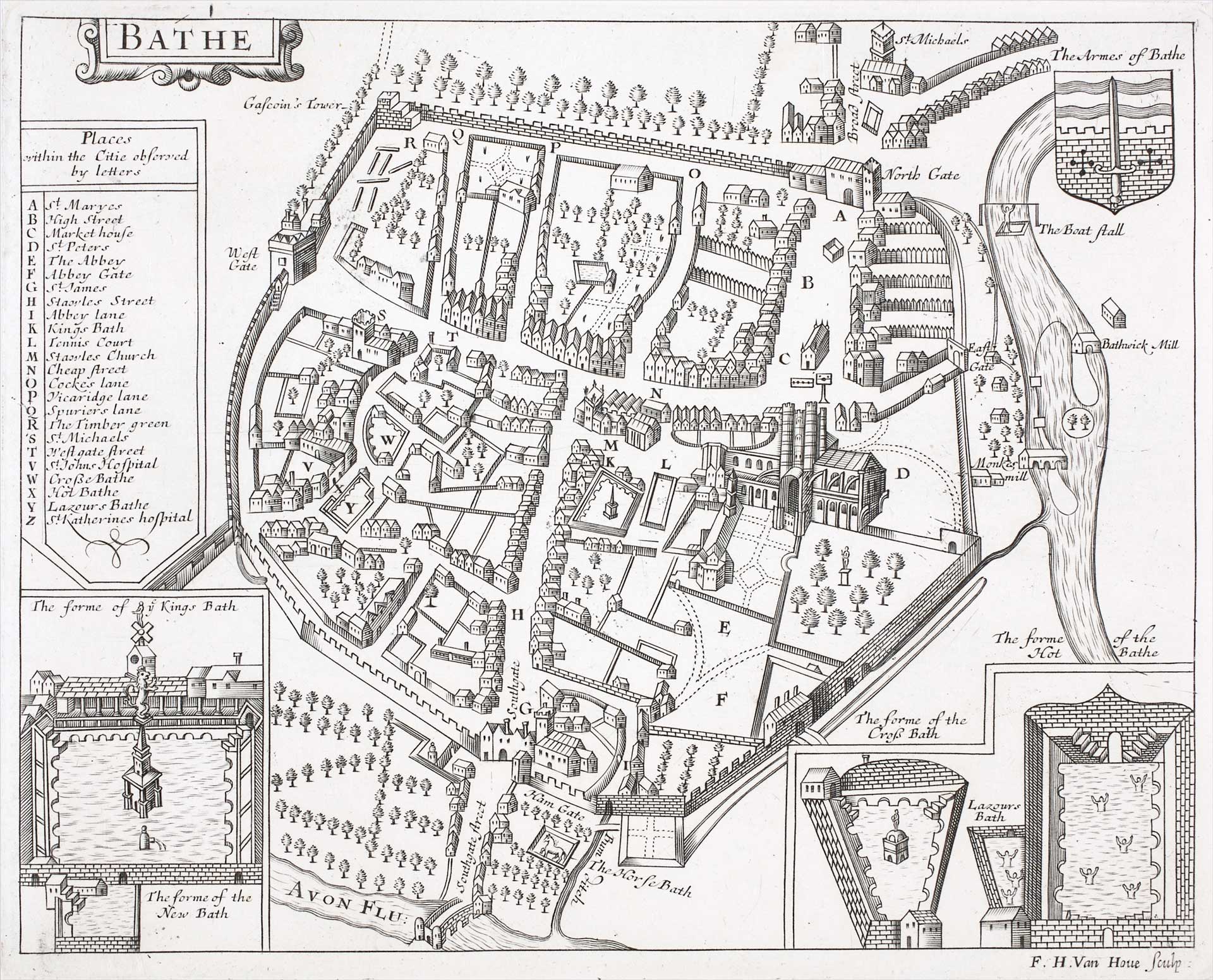Map showing Pultney Weir
